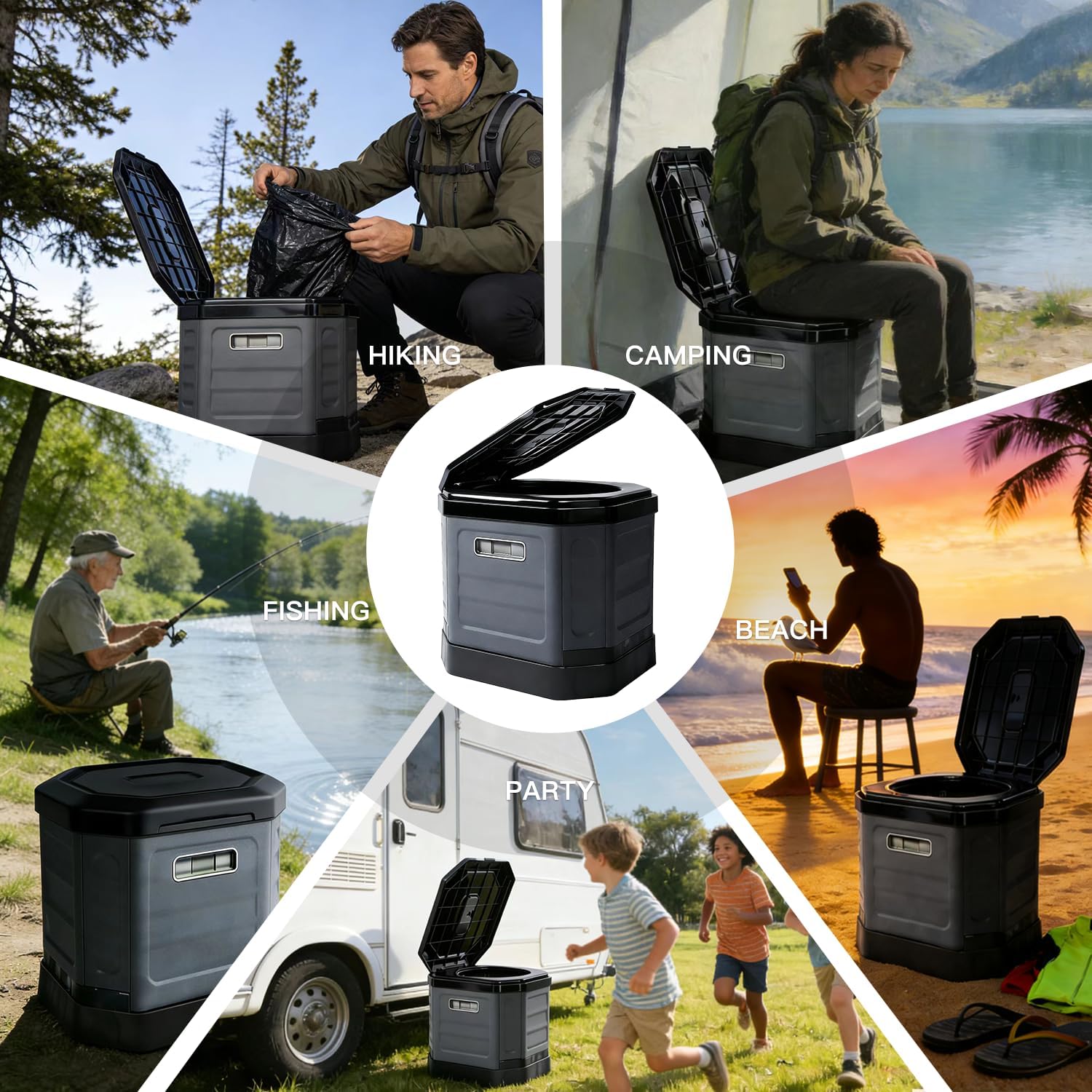 Camping Toilet for Adults - Portable Folding Toilet with Lid,Travel Portable Potty for Adults,Porta Potty Car