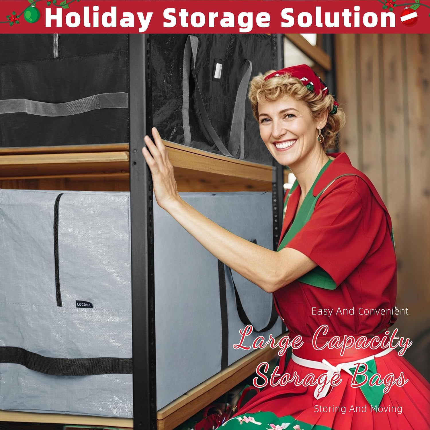 Large Christmas Tree Storage Bag Heavy Duty 9 Ft (Black) | Protects From Moisture & Dust, Holiday Storage