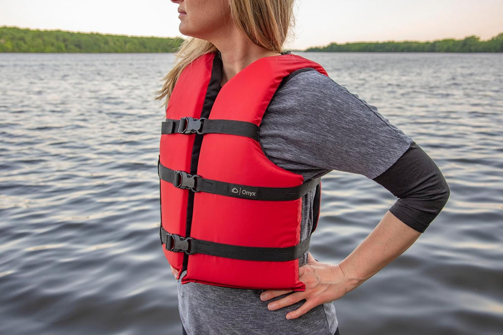General Purpose Life Vest, Adult Universal (4-Pack),Red - Blue,30-52-Inch Chest, persons over 90-Pounds., universal