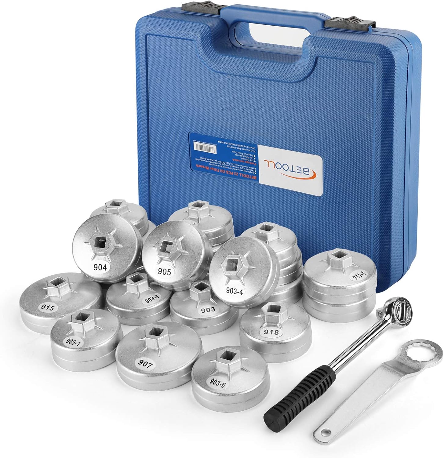 23pcs Oil Filter Wrench Set, Oil Filter Socket Set with 65, 67, 72, 73, 74, 75, 76, 79, 84, 89, 91, 92, 95, 101mm