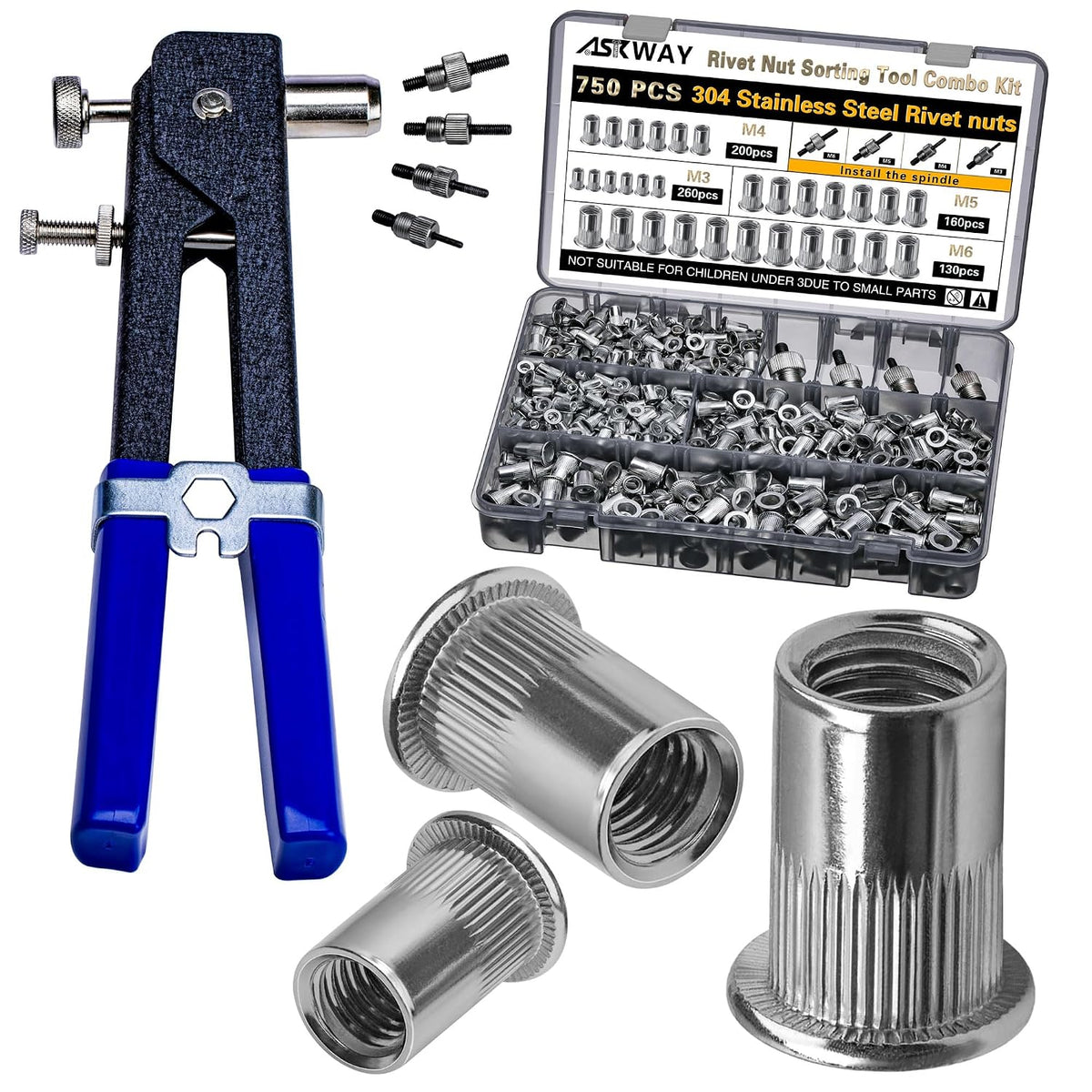 Rivet Nut Tool Kit Stainless Steel 750pcs Rivet Nut Stainless 304