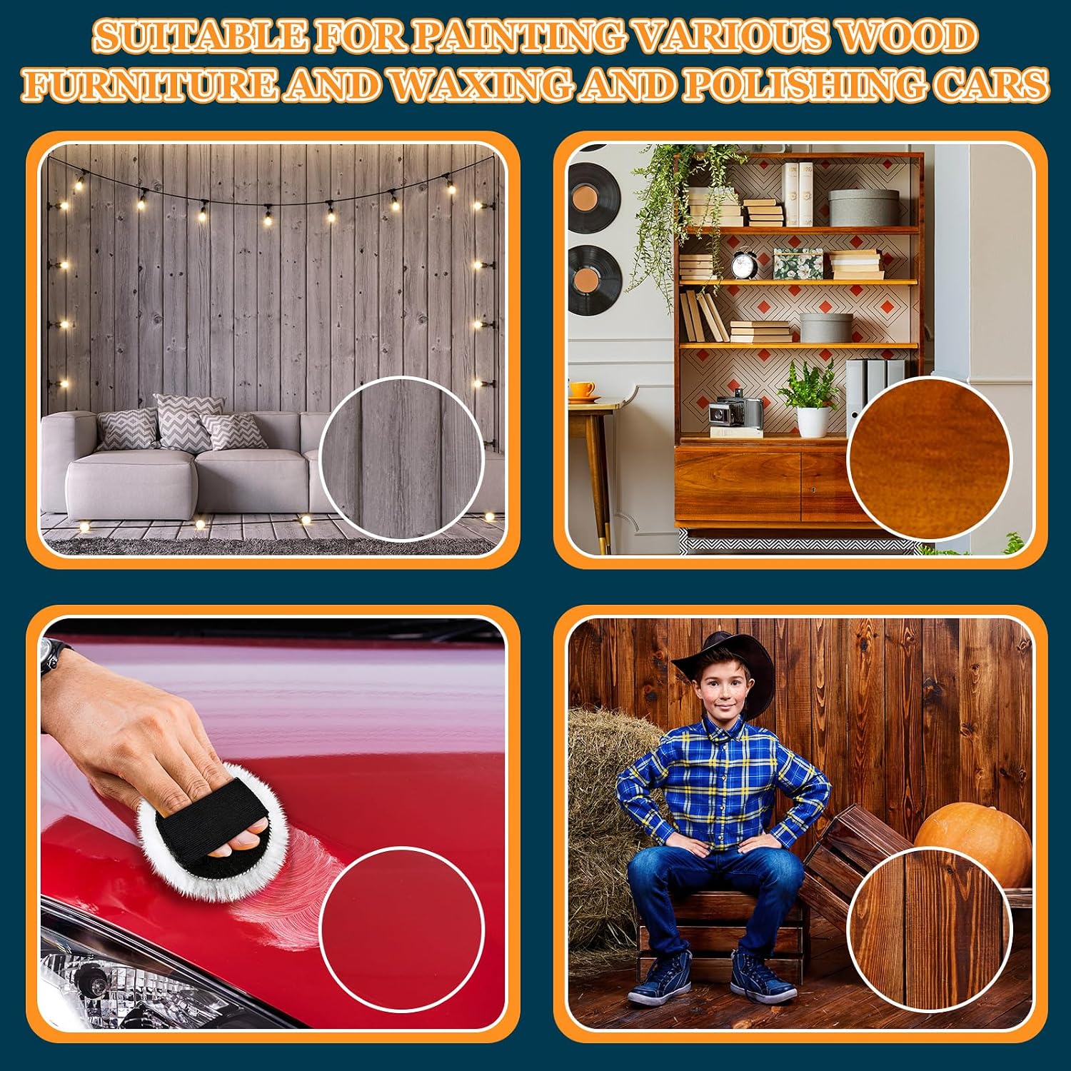 8 Pcs Lambswool Stain Pad 4 Inch Wood Stain Applicator Pads No Waste Reusable Lambswool Wax Applicator Staining Pads
