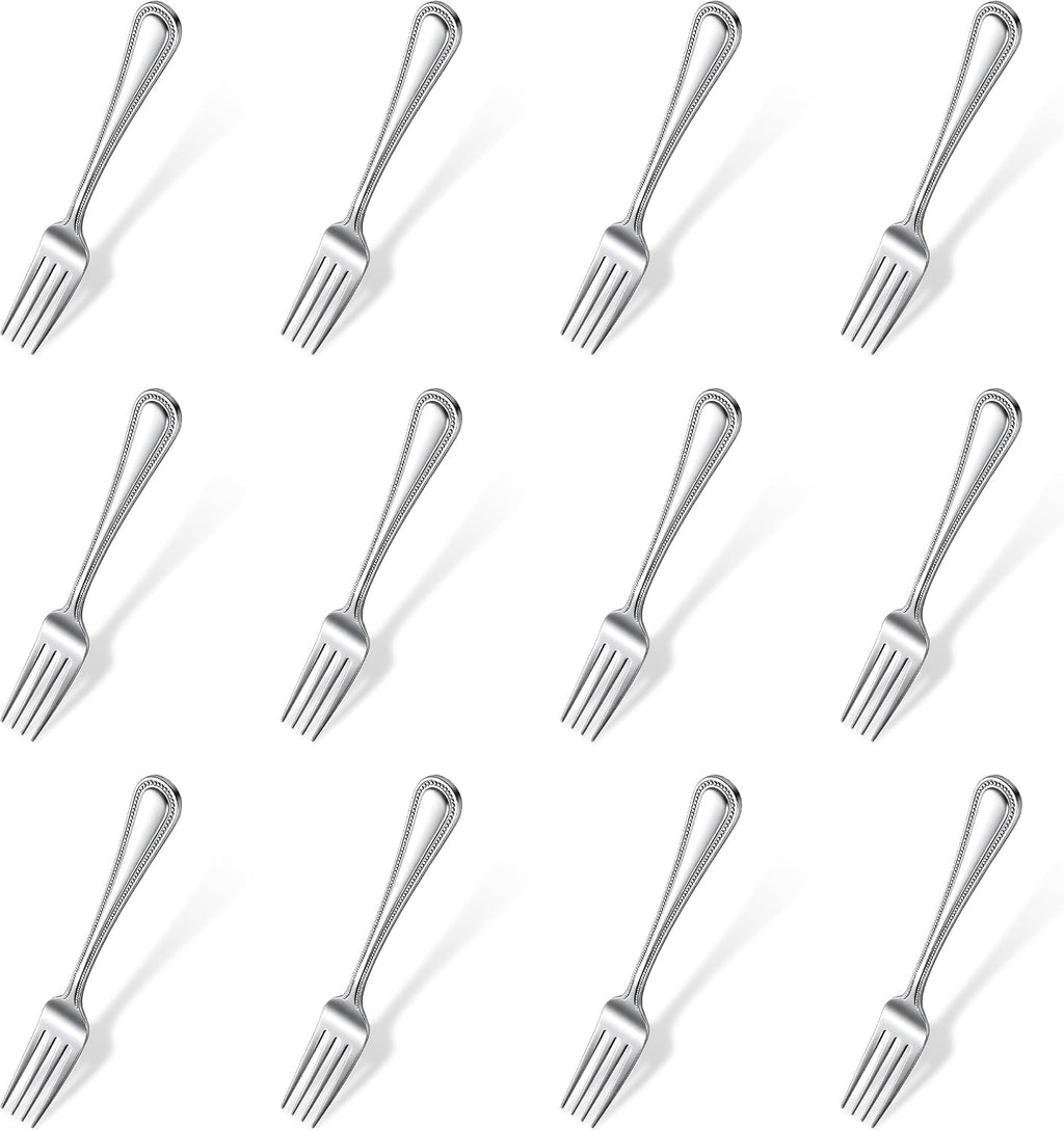 12-Piece Dots Dinner Fork Set, 18-0 Stainless Steel,Silver