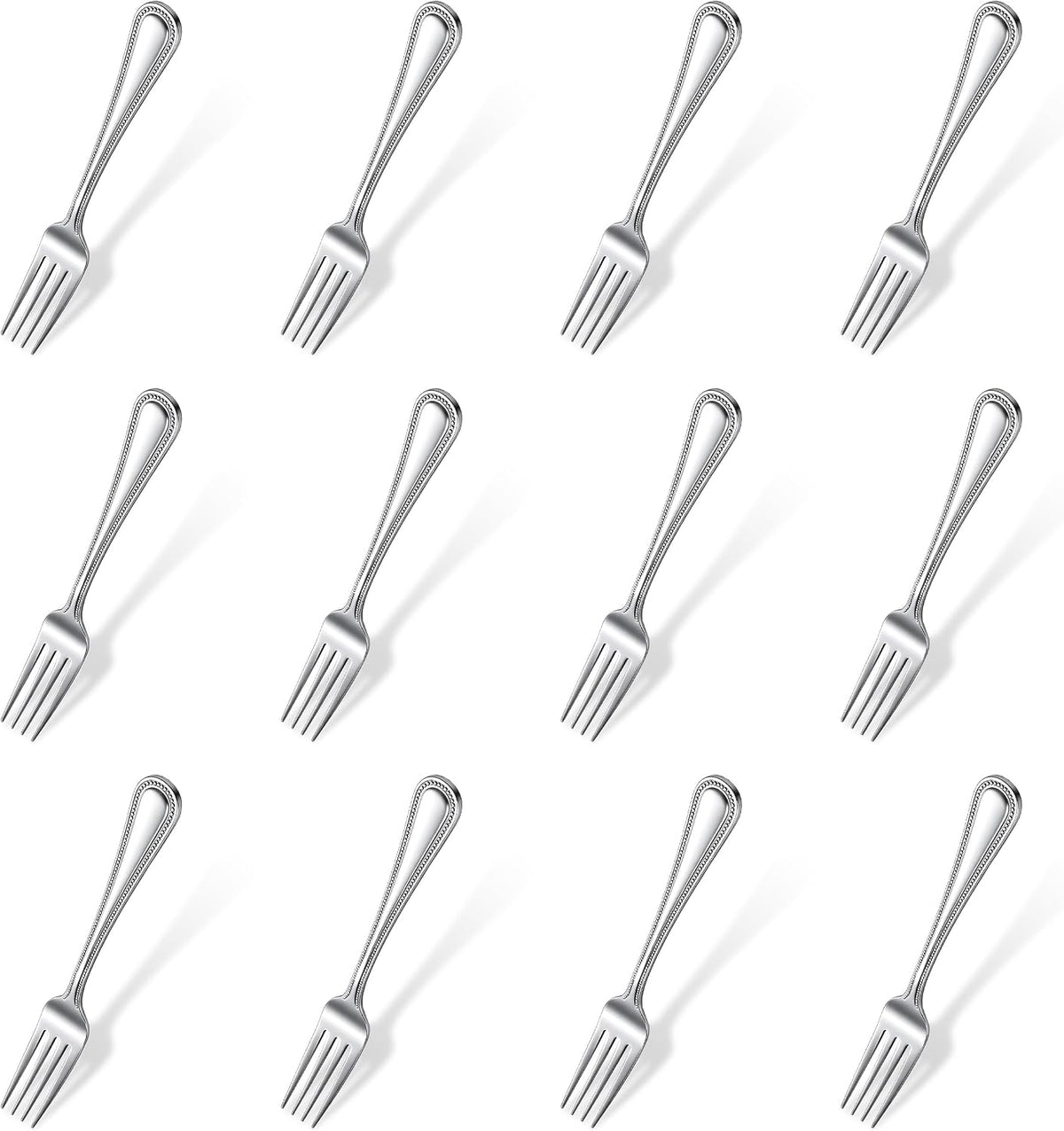 12-Piece Dots Dinner Fork Set, 18-0 Stainless Steel,Silver