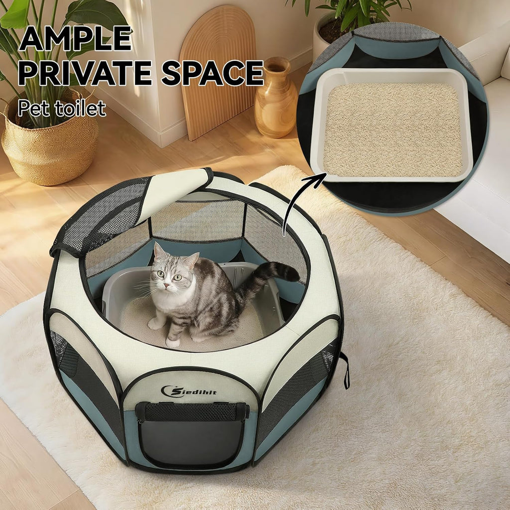 Dog Cat Playpen, Puppy Pet Playpen Indoor for Small Dog Crate Tent Cage Outdoor, Portable Pop Up Dogs Enclosure
