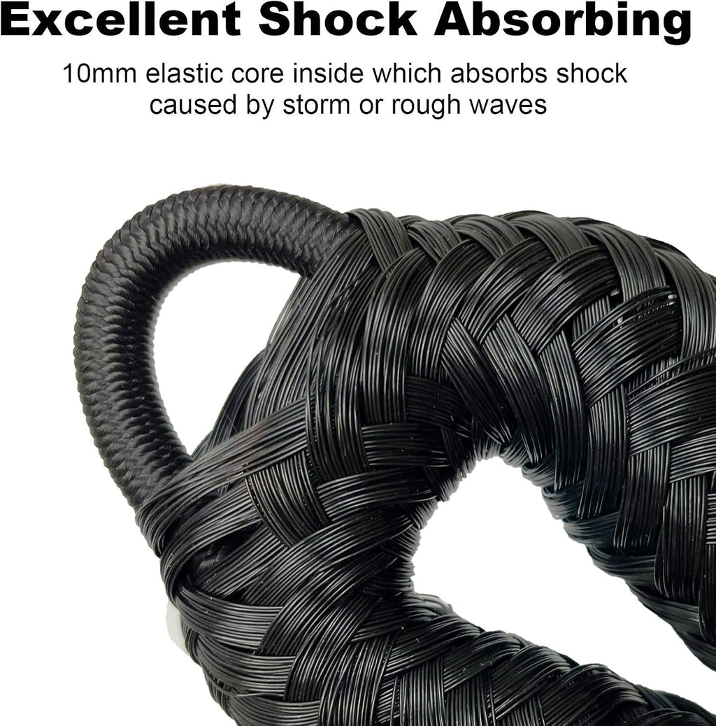 3 Feet Bungee Dock Line Boat Ropes for Docking Line Mooring Rope with Stainless Steel Clip Accessories for Boats 2pcs