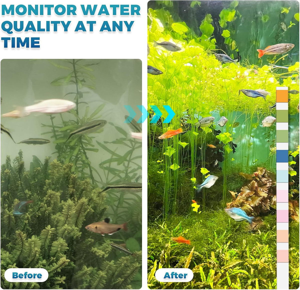 Aquarium Test Strips: 200CT 9 in 1 Fish Tank Water Testing Kit