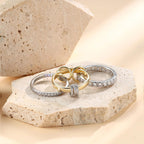 Gold Stackable Rings for Women Non Tarnish 18K Gold Plated Interlocked Stack Rings Set Silver Gold Mixed Metals Multi