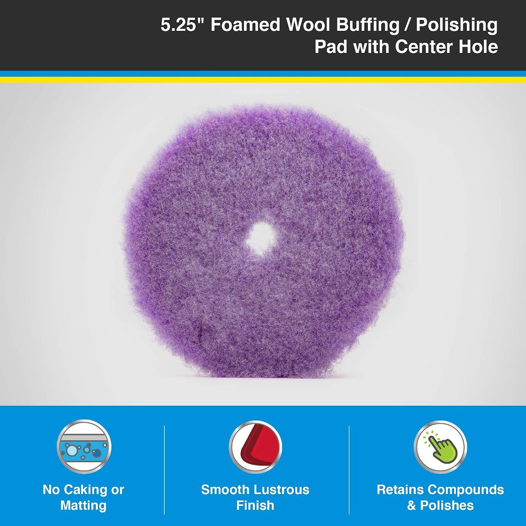 Purple Foamed Wool 5.25" (1-Pack) Combination Wool and Foam pad. Perfect for Compounding or Polishing. Fits 5"