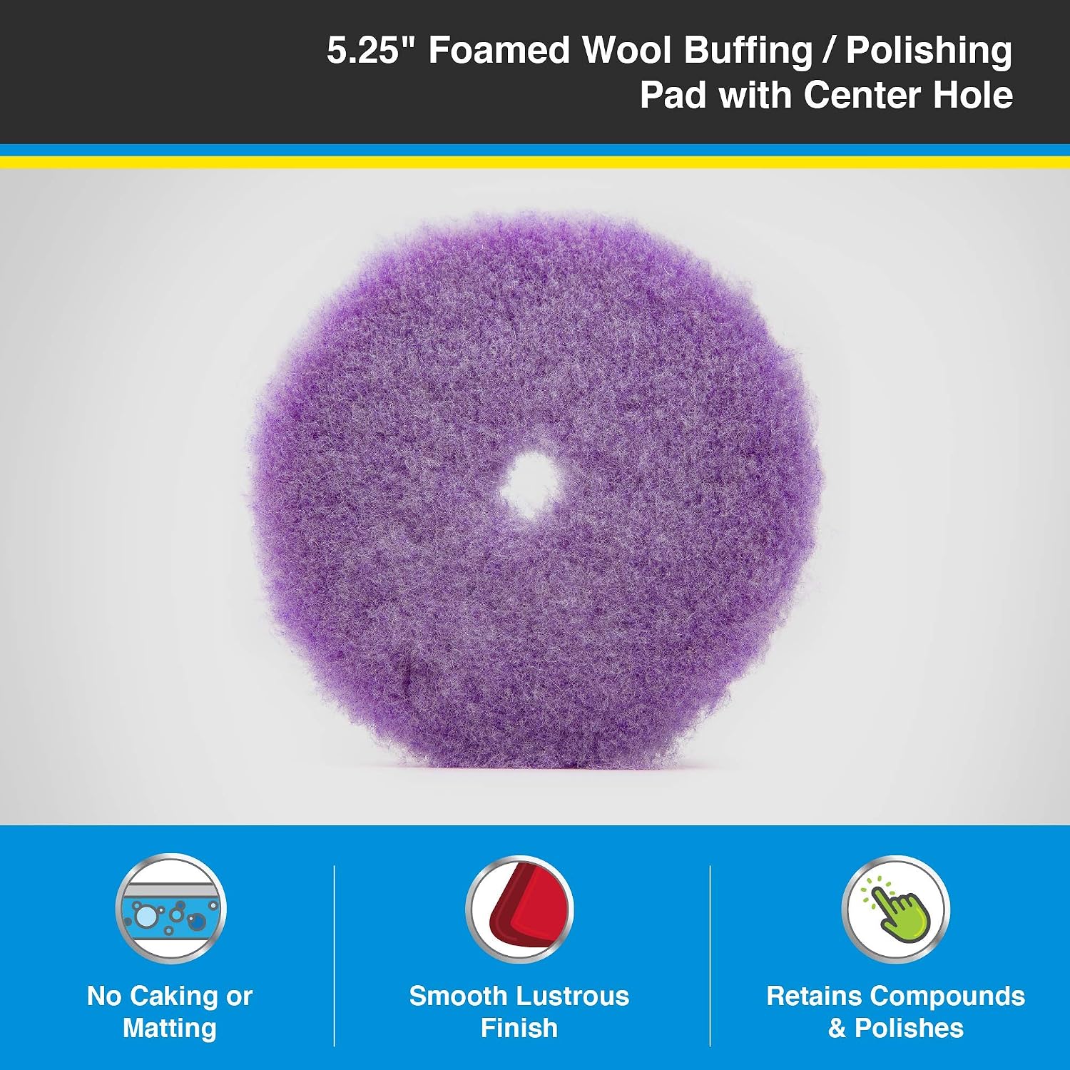 Purple Foamed Wool 5.25" (1-Pack) Combination Wool and Foam pad. Perfect for Compounding or Polishing. Fits 5"