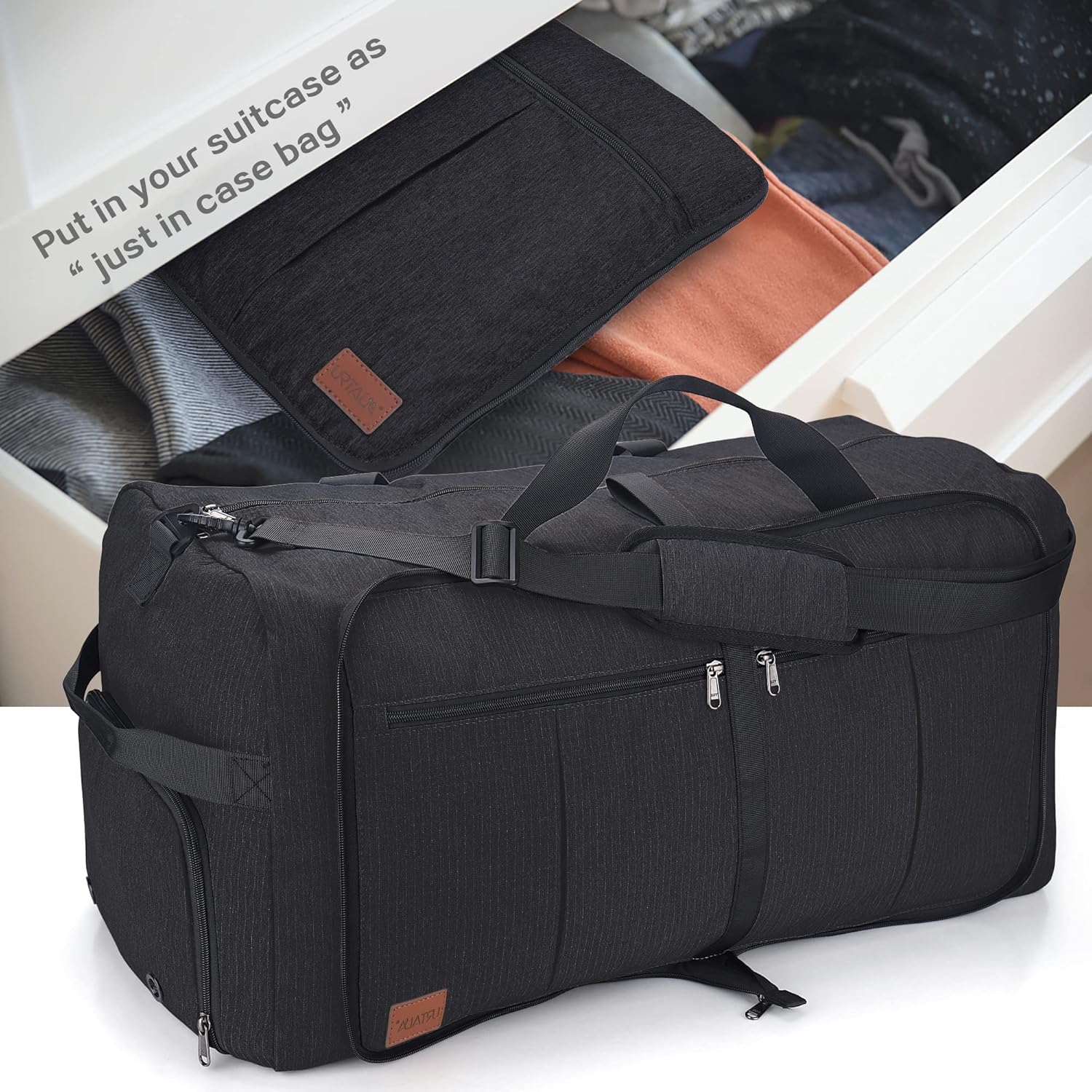 100L Travel Duffle Bag for Men, Urtala 32” Large Duffle Bag for Traveling with Shoe Compartment, Foldable Travel