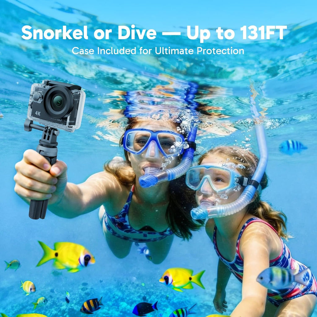 EK7000 4K30FPS 20MP WiFi Action Camera with EIS Ultra HD 131FT Waterproof Underwater Camera Remote Control 4X Zoom