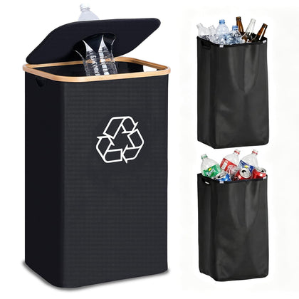 Recycling Bin for Kitchen 26 Gallon, 100L Recycle Bin with 2 Removeable and Reusable Inner Bag, Large Recycling bin