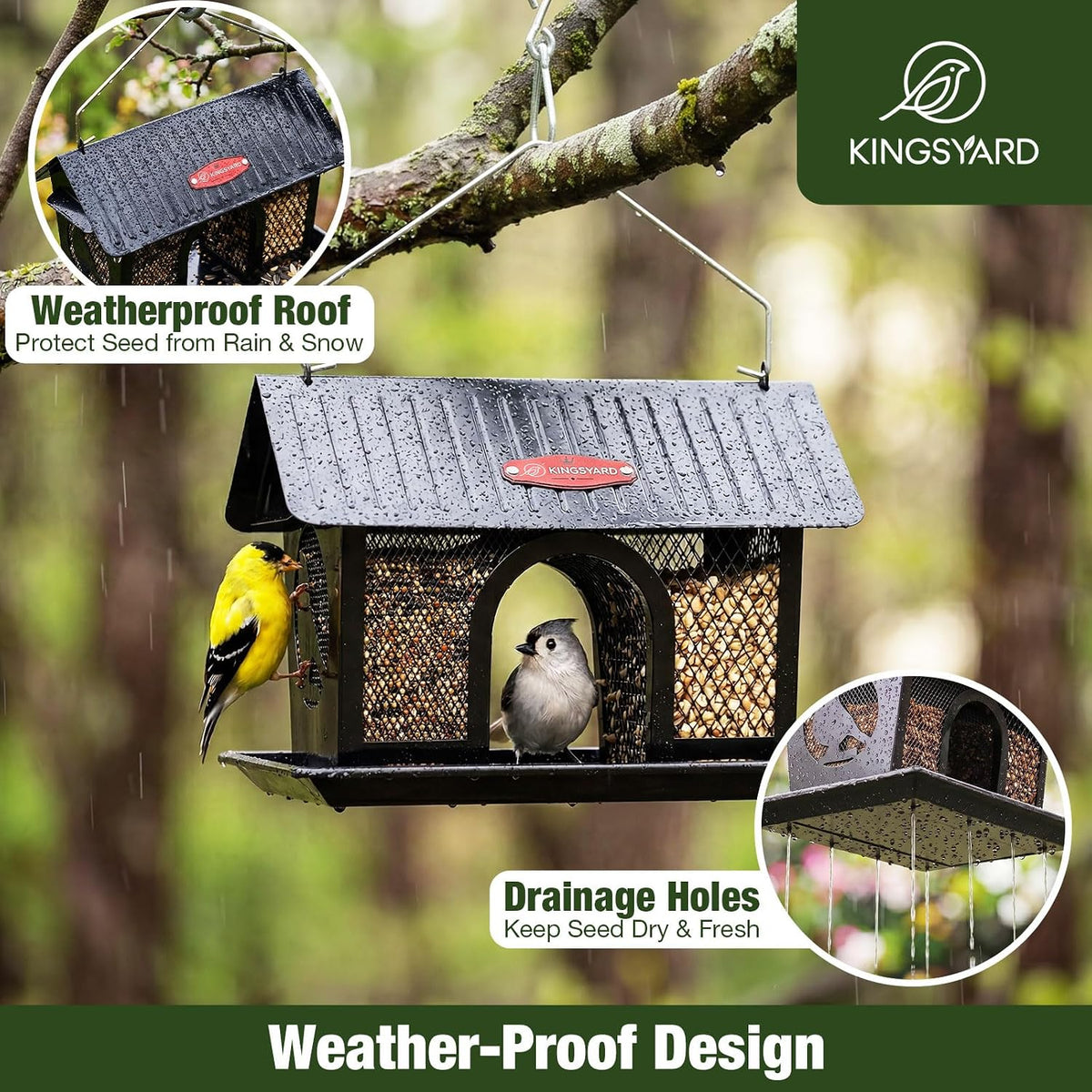 Wild Bird Feeder for Outdoors Hanging, All Metal