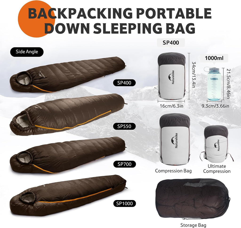 0 Degree RDS Down Mummy Sleeping Bag for Adults, 650 Fill Power, Cold Weather Backpacking Sleeping Bag for Camping