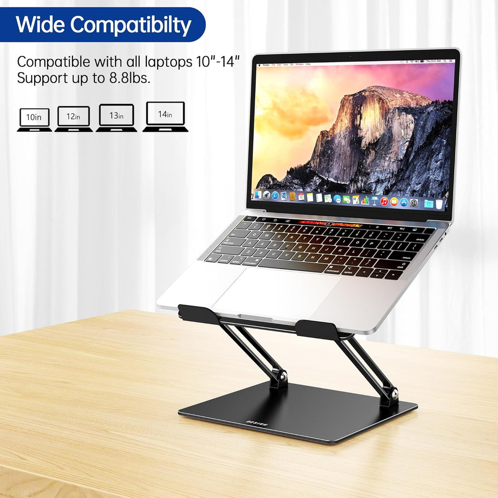 LS10 Laptop Stand for Desk, Ergonomic Adjustable Notebook Tablet Stand, Foldable Laptop Riser, Portable Desktop Book