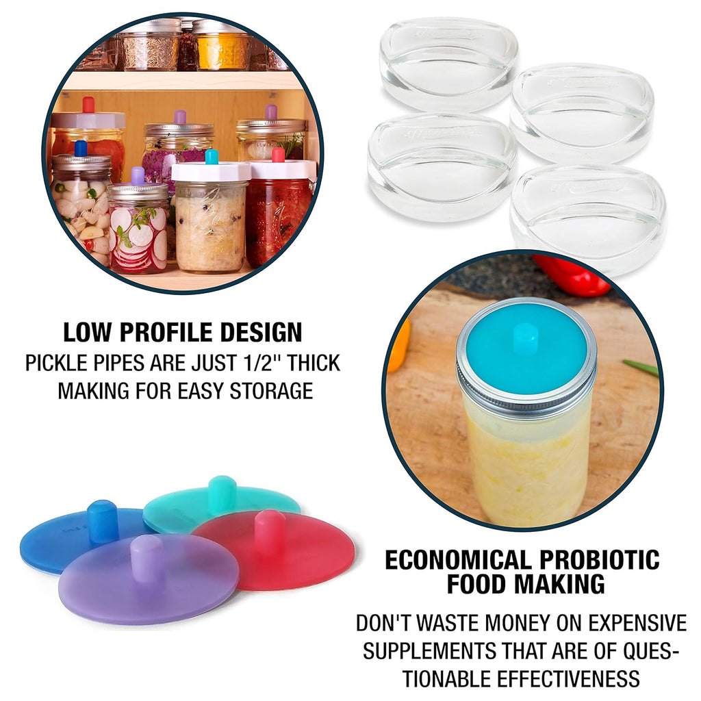 Pickle Pipes - Airlock Fermentation Lids - Fermentation Kit for Small Mouth Mason Jar Sauerkraut & Pickle Kit