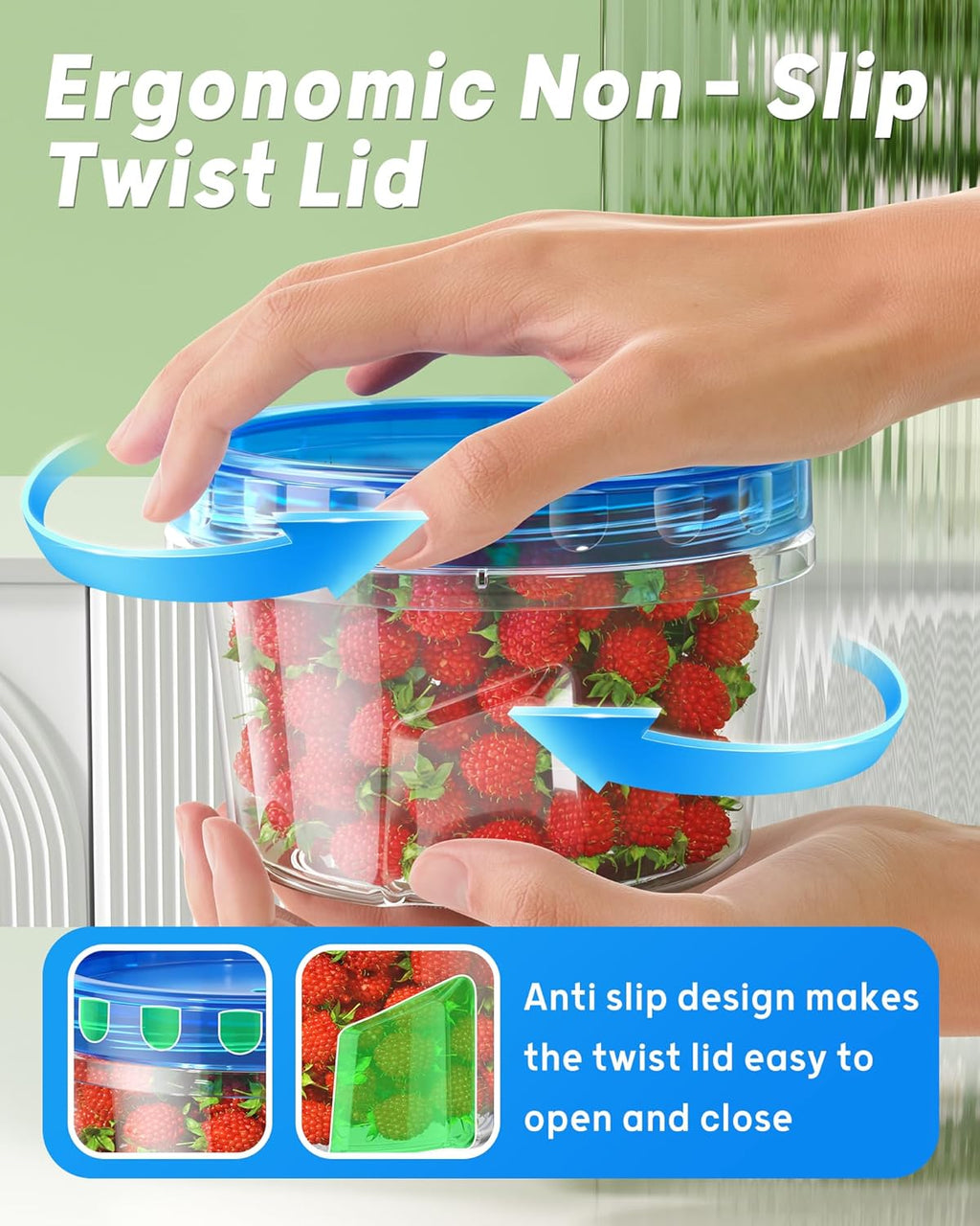 6 Pack-17oz Freezer Storage Containers, Plastic Food Storage Containers with Twist Top Lids, BPA Free and Reusable