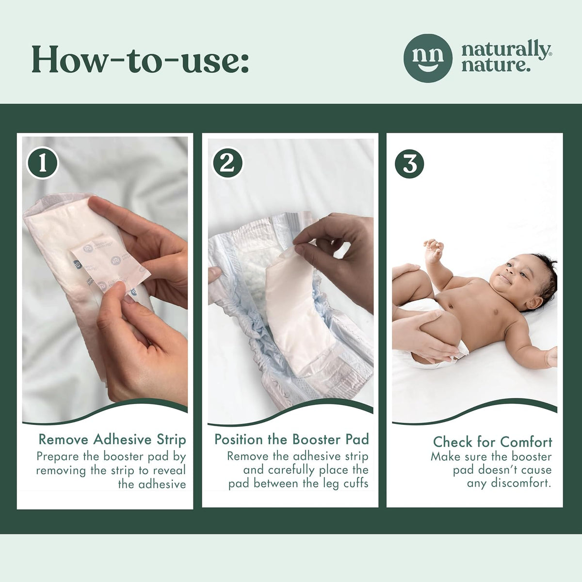 Overnight Diaper Booster Pads, Stops Overnight Leaking, Diaper Liners for Toddler, Nighttime Diapers Size 5, Adhesive