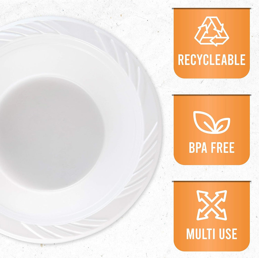 100 Count Disposable 12 ounce White Plastic Soup Bowls