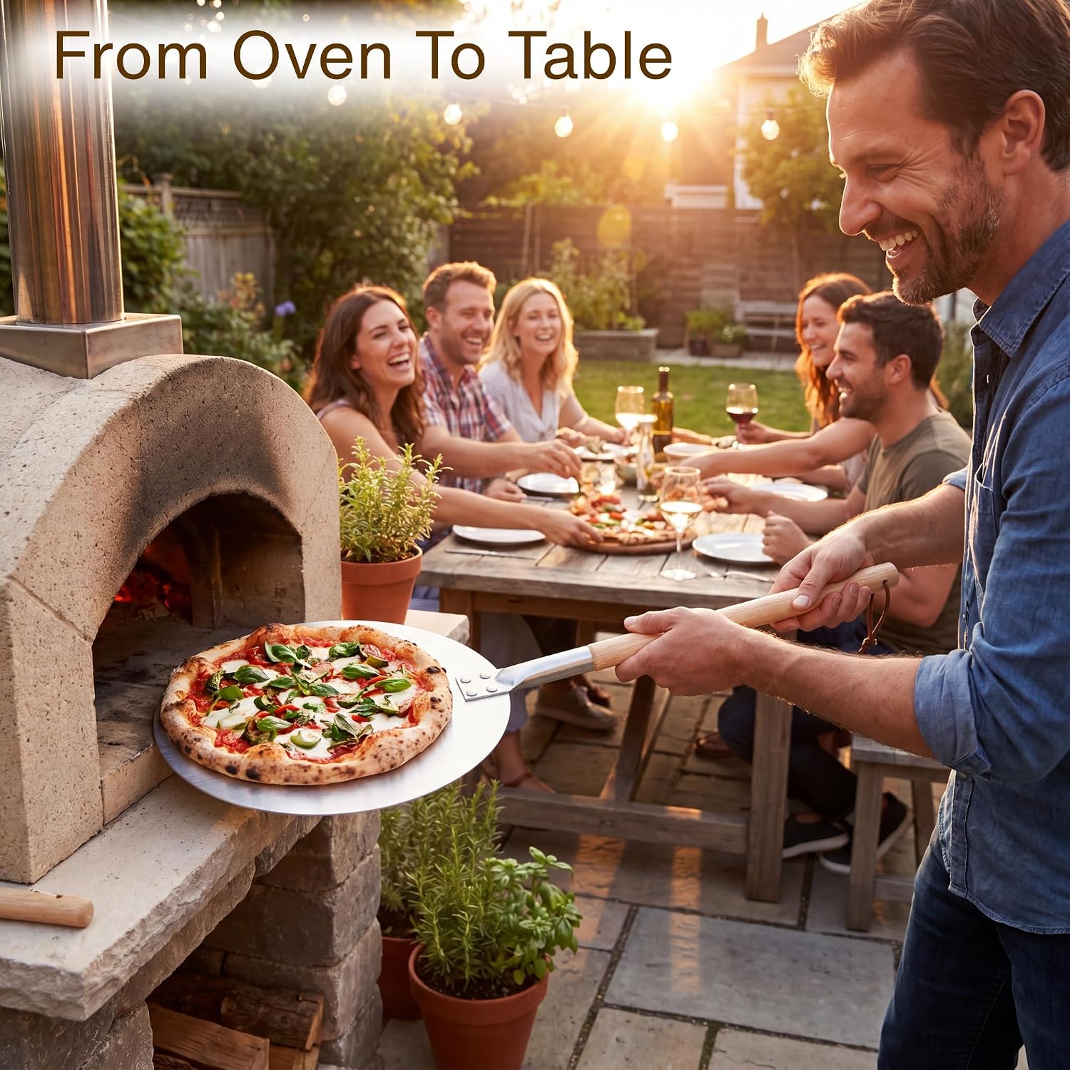 9-Inch Aluminum Turning Pizza Peel, Detachable Handle