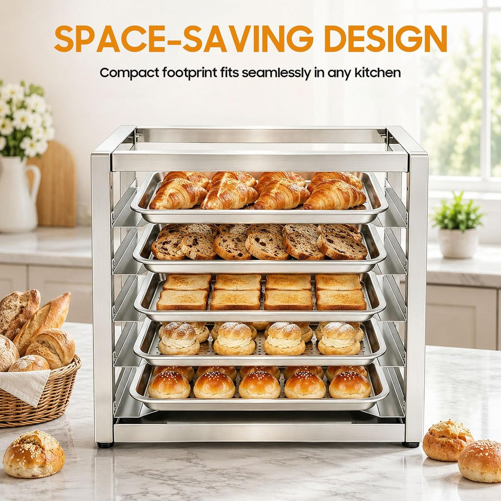 Bun Pan Rack, 5 Tier Commercial Tabletop Baking Tray Rack, Portable Storage Cooling Shelf, Stainless Steel Bun Pan
