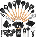 39 PCS Kitchen Utensils Set, Silicone Cooking Utensil Sets with Wooden Handle, 446°F Heat Resistant Food Grade