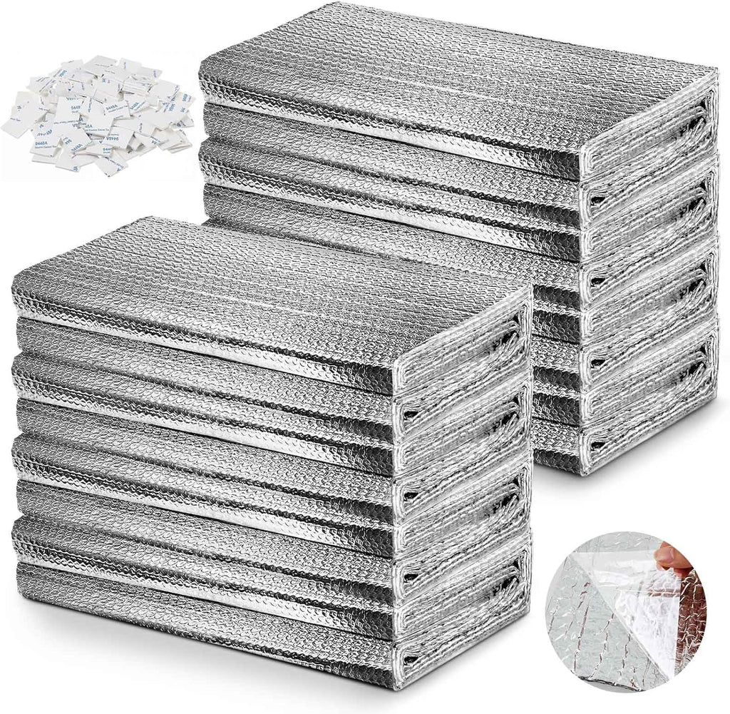 16 Pack 24'' x 48'' Self-Adhesive Garage Door Insulation Kit 2 Car Panel 0.24'' Thick Double Bubble Insulation for