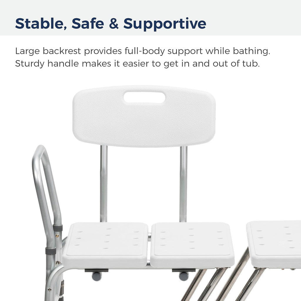 Splash Defense Tub Transfer Bench for Bathtub - U-Shaped Shower Curtain Guard - Adjustable Height - Reversible Design