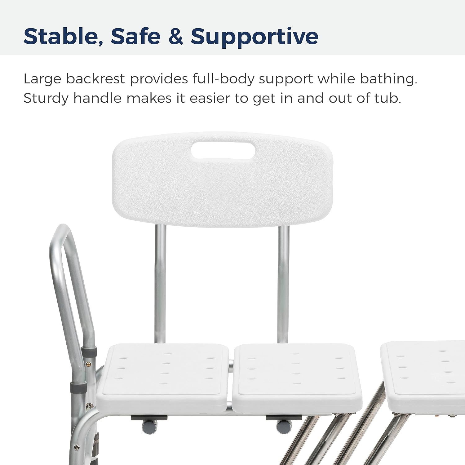 Splash Defense Tub Transfer Bench for Bathtub - U-Shaped Shower Curtain Guard - Adjustable Height - Reversible Design