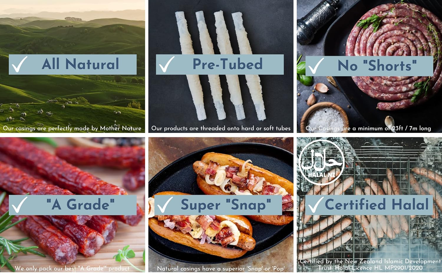 Natural Lamb Sausage Casings 19mm for Snack Sticks & Breakfast Sausage 32ft
