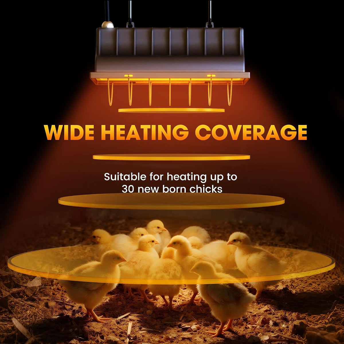 Heat Lamp for Chickens, Halogen Chicken Heat Lamp for Young Poultry, Safe Infrared Chicken Coop & Brooder Heater