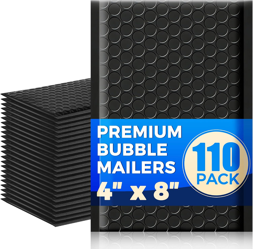 110-Pack Bubble Mailer 4'' x 8'' - Self-Sealing Waterproof Small Mailing Envelopes Padded Lightweight Shipping Bags