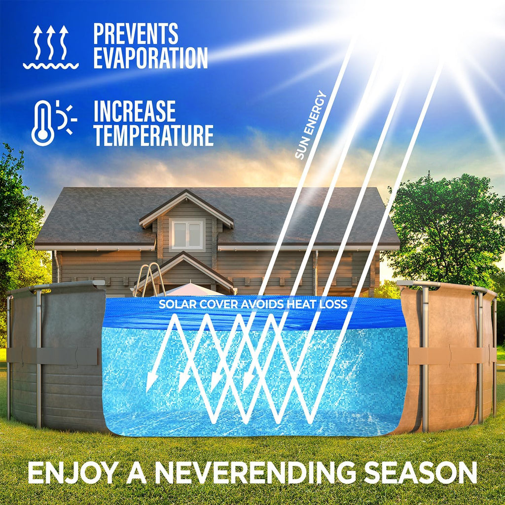 12' x 20' Oval Solar Cover for Inground and Above Ground Pools, 12 Mil - Premium Heavy Duty Solar Blanket for Above