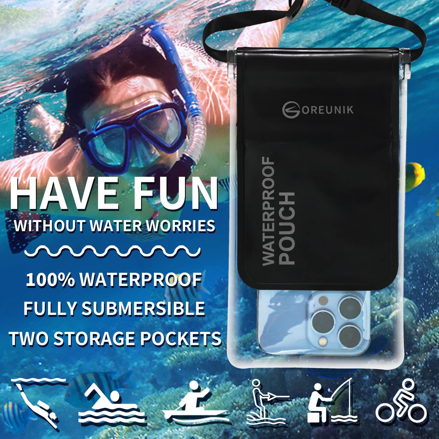 Waterproof Phone Pouch [2-Pack], Waterproof Case Dry Bag for iPhone 17/16 Pro MAX Samsung Galaxy S25/S24 Ultra