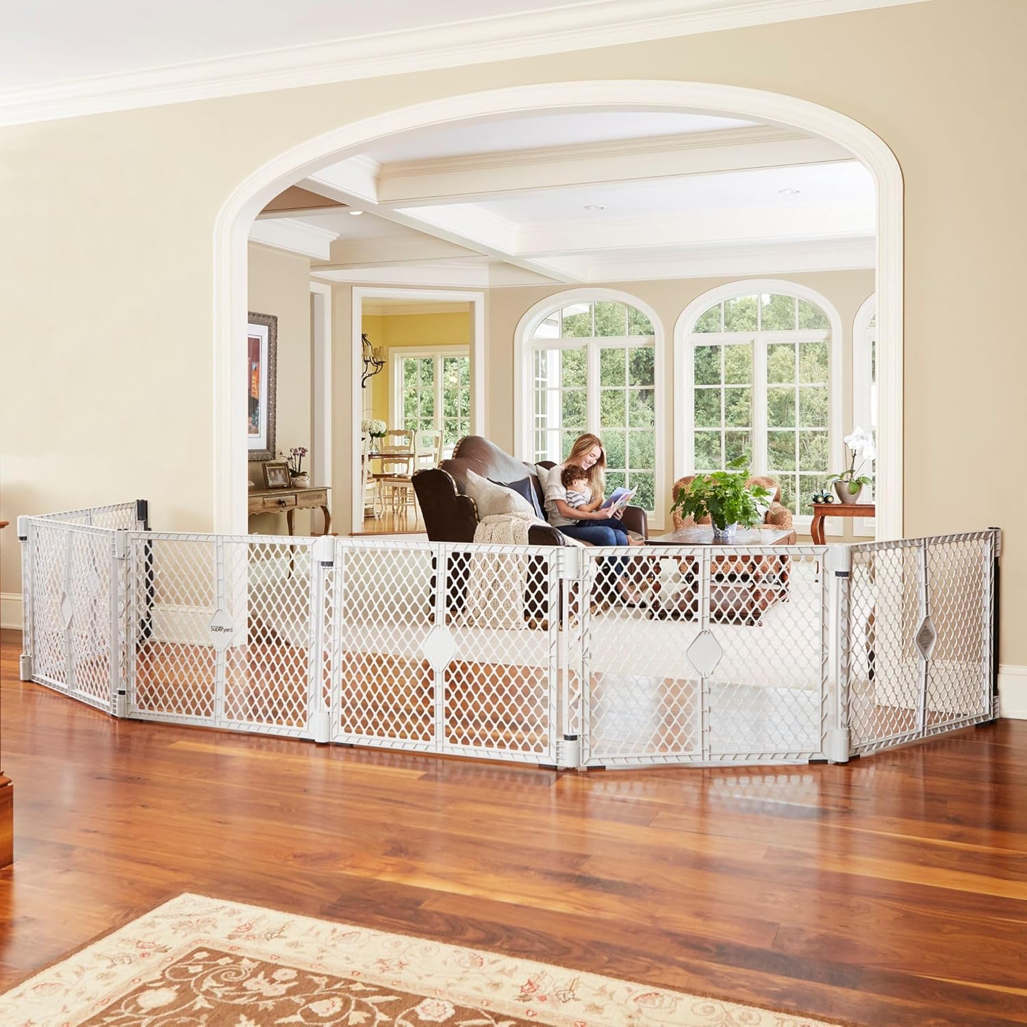 Superyard Duo Extra Wide Baby Gate & Play Yard: 6 Panel Baby Playpen - Included Wall Mount Kit - Made in USA - 38.5