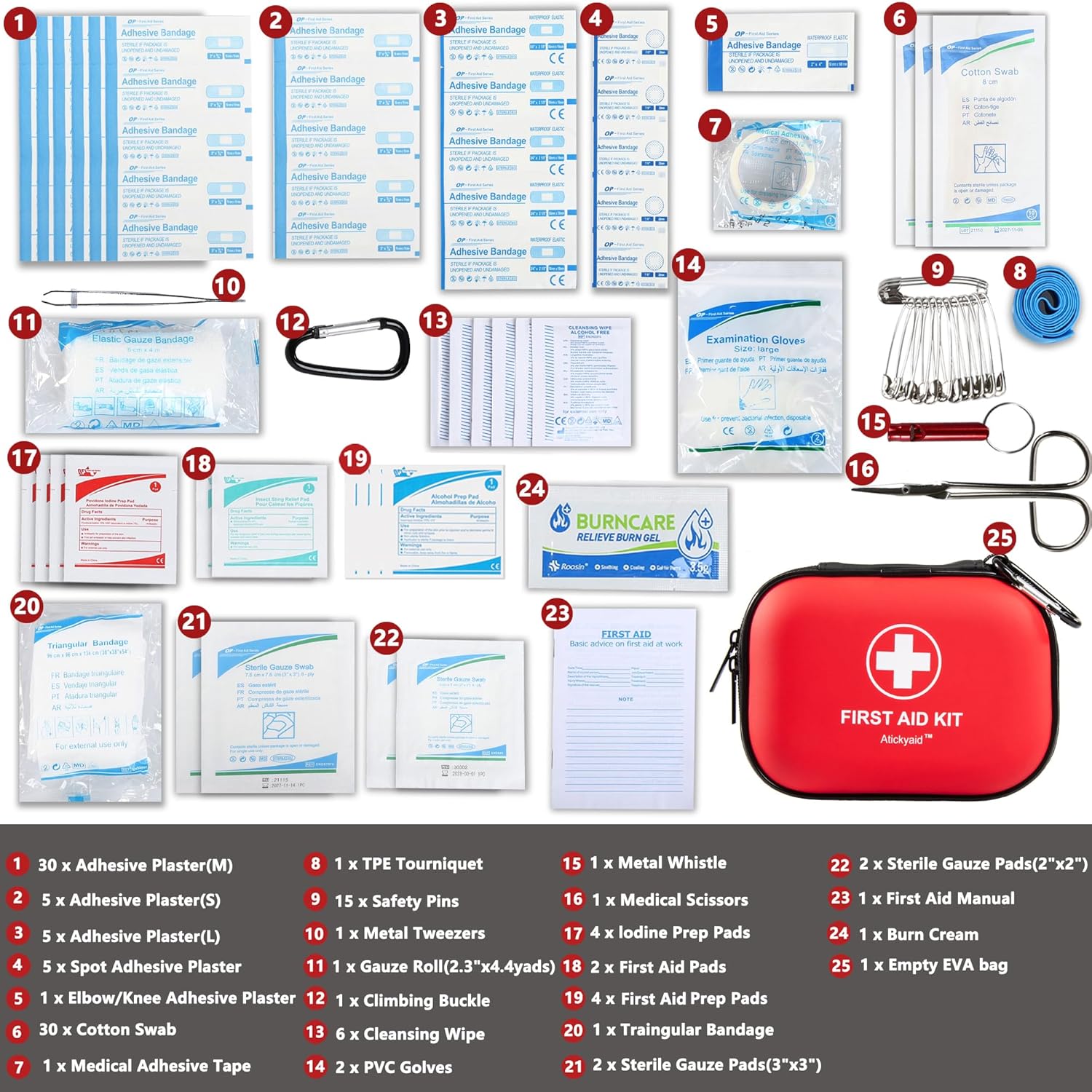 Mini First Aid Kit - 120 Piece Small Waterproof Hard Shell Medical Kit for Car, Home, Office, Travel, Camping
