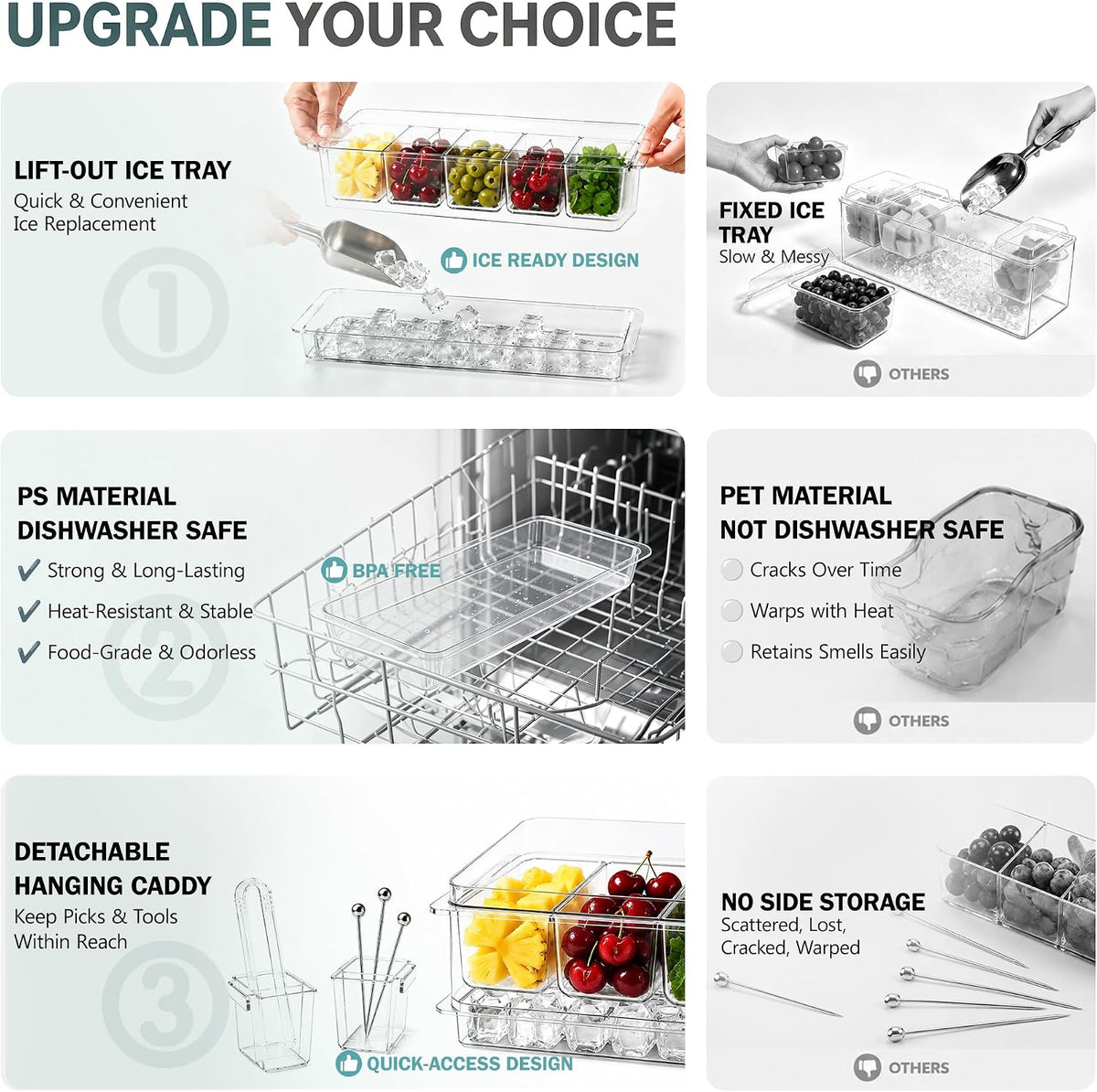 Chilled Bar Garnish Caddy with Ice Base