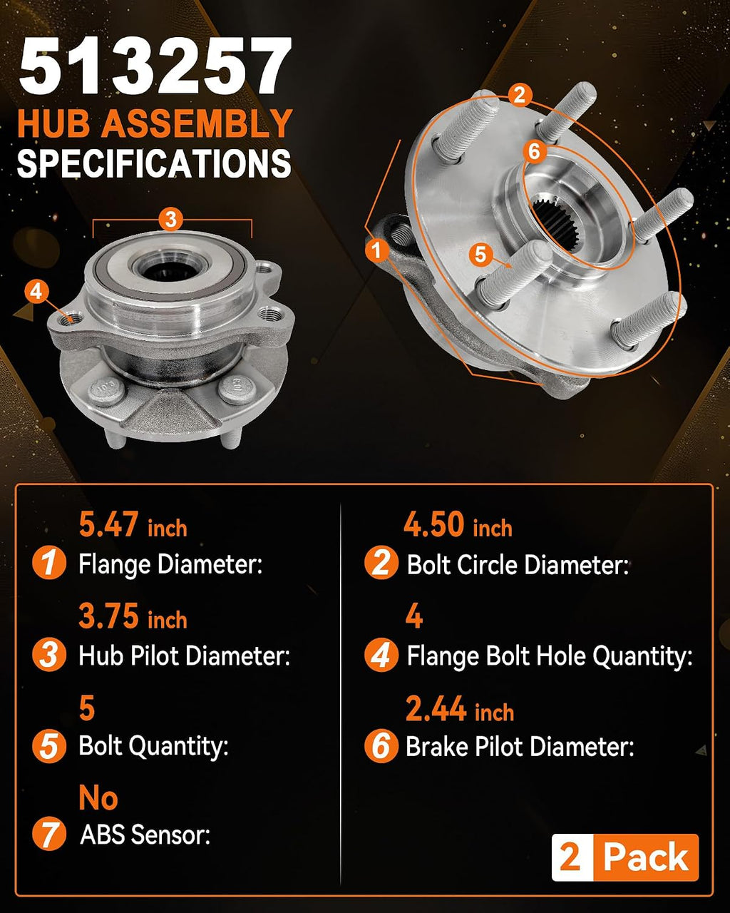 513257 Front Wheel Bearing Hub Assembly for Toyota RAV4 2006-2012
