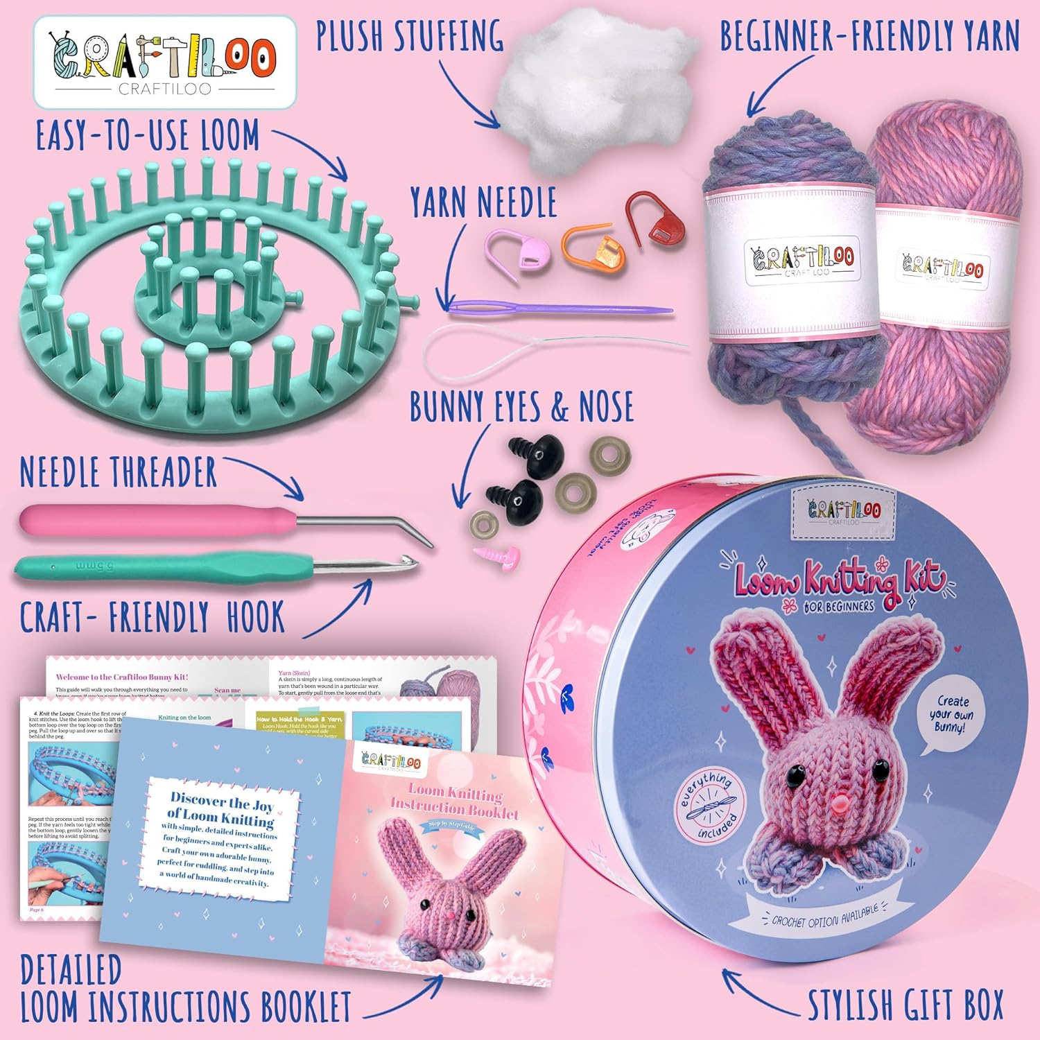 Loom Knitting and Crochet kit for Kids Crochet kit for Beginners Knitting kit for Beginners Knitting Loom Learn to