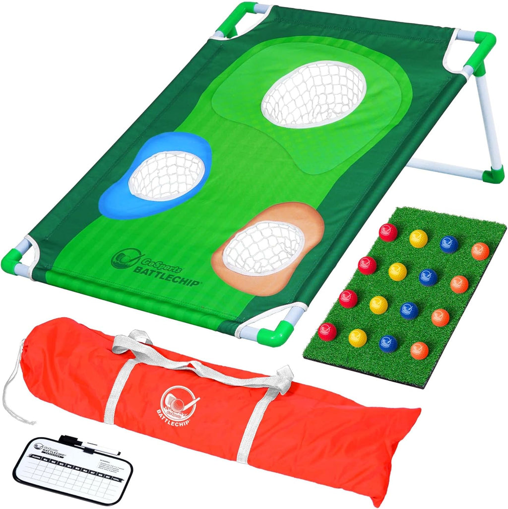 BattleChip Backyard Golf Cornhole Games – Includes Targets, Chipping Mats, Foam Golf Balls, Scorecard and Carry Case