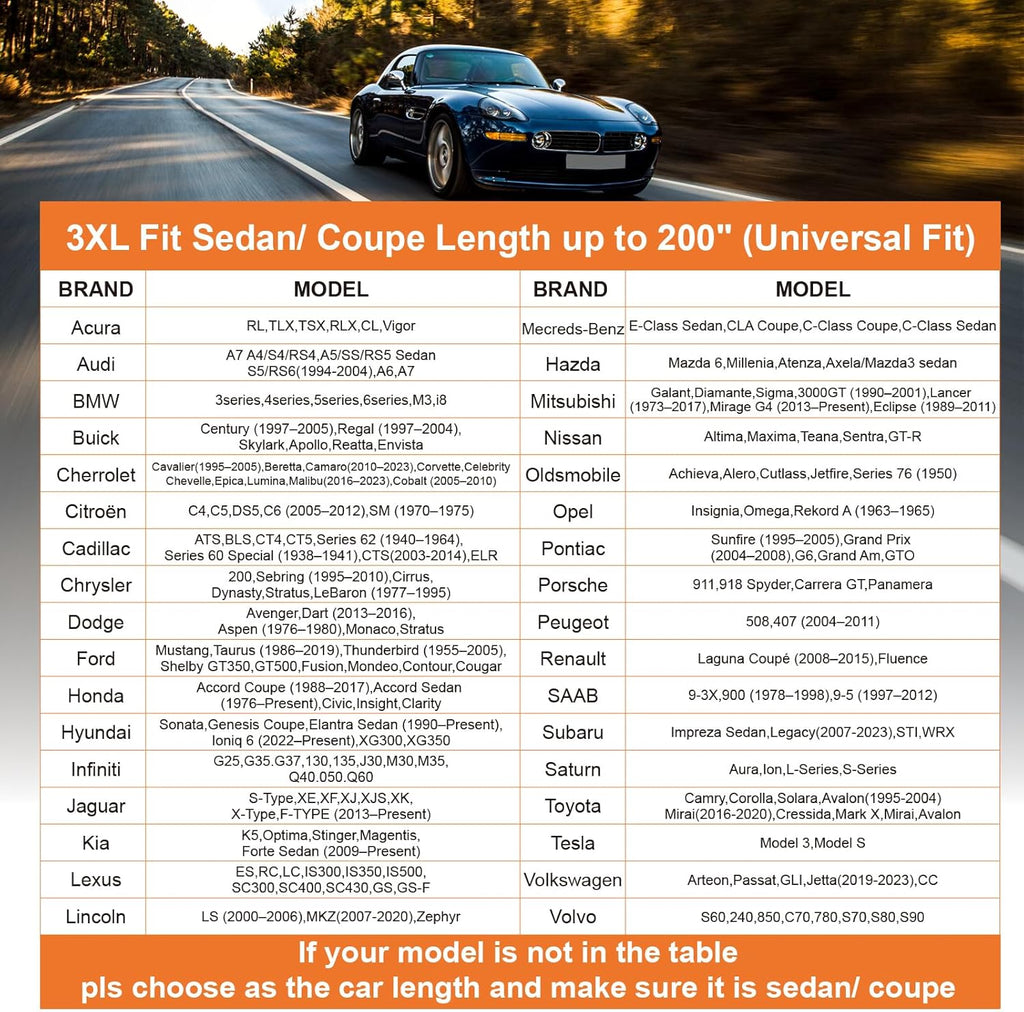 Car Cover with Zipper, 2 Layer Full Car Covers Waterproof/UV Protection/Snowproof/Dustproof, Universal Car Cover (Fit