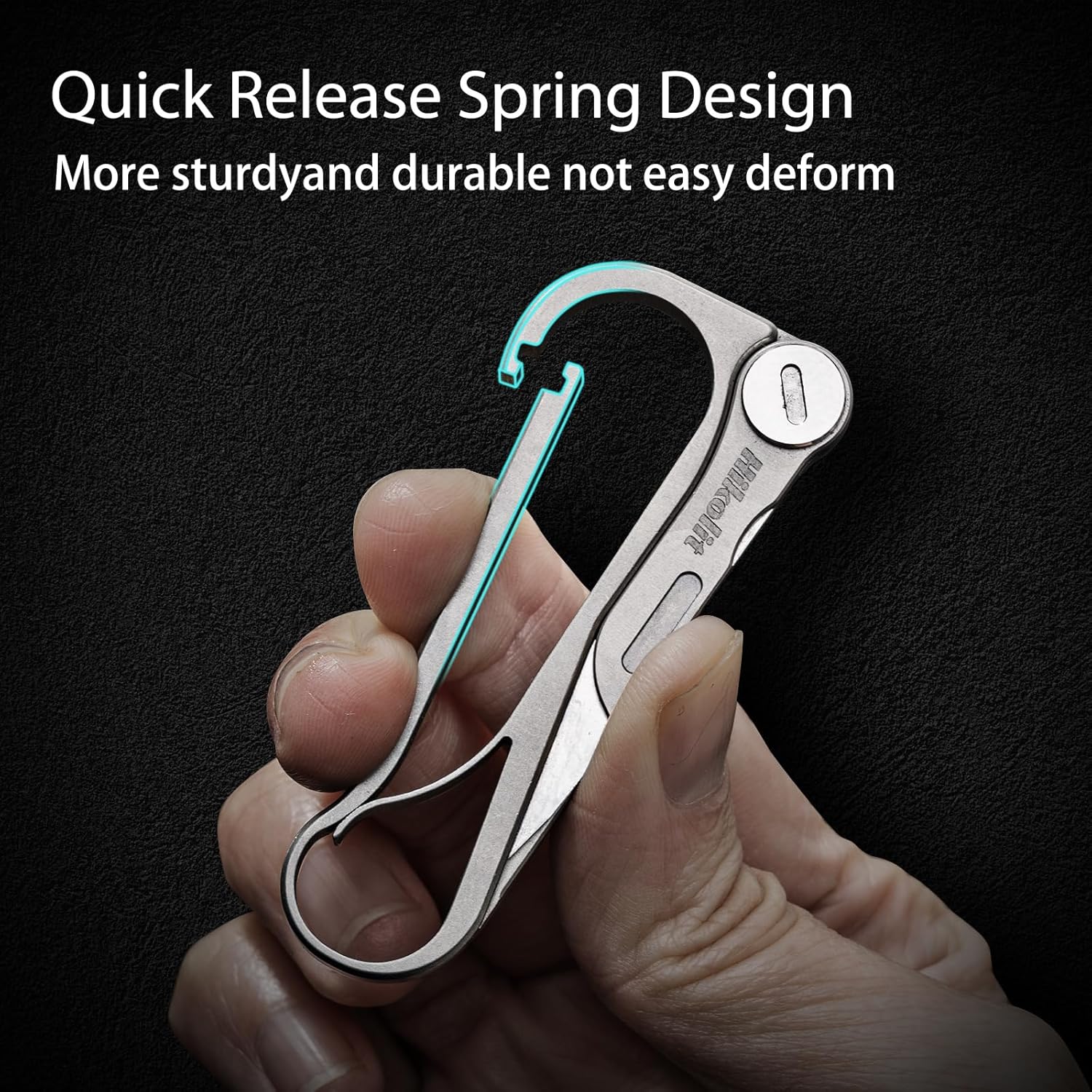 Titanium Carabiner Clip, Multifunctional EDC Carabiner Keychain with Folding Utility knife and Bottle Opener, Quick