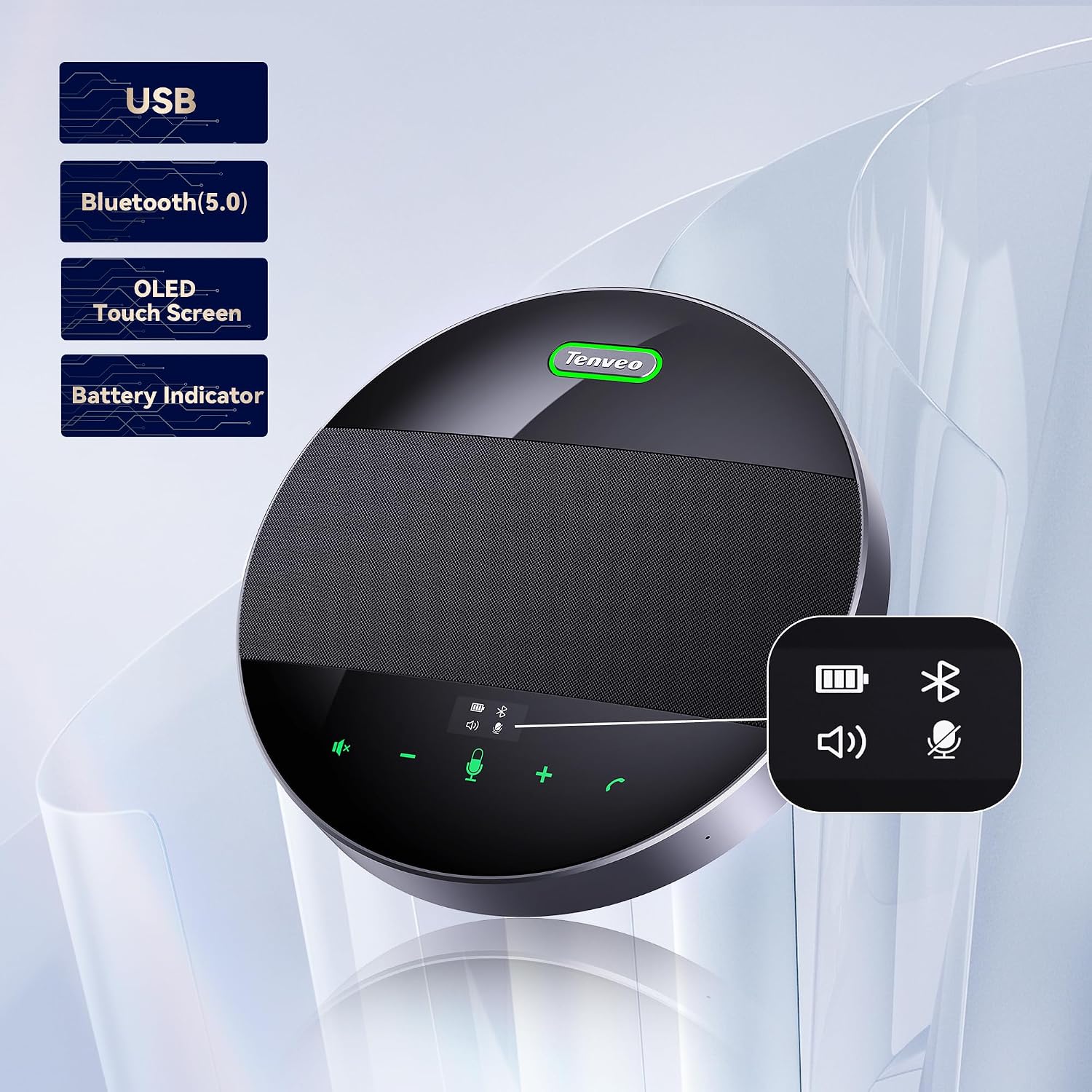 3X Optical Zoom 1080P 60FPS PTZ Conference System with 93°Wide-Angle Lens and MagiCall Bluetooth Speakerphone, Video