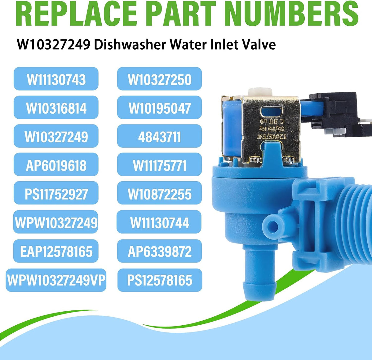 W11175771 W10327249 Dishwasher Water Inlet Valve Fit for Whirl-pool