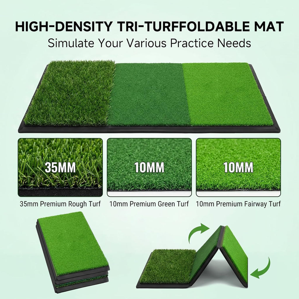 Golf Practice Net with Mat 10x7ft, Hitting Net for Backyard Outdoor Driving & Chipping, Heavy Duty Training Equipment
