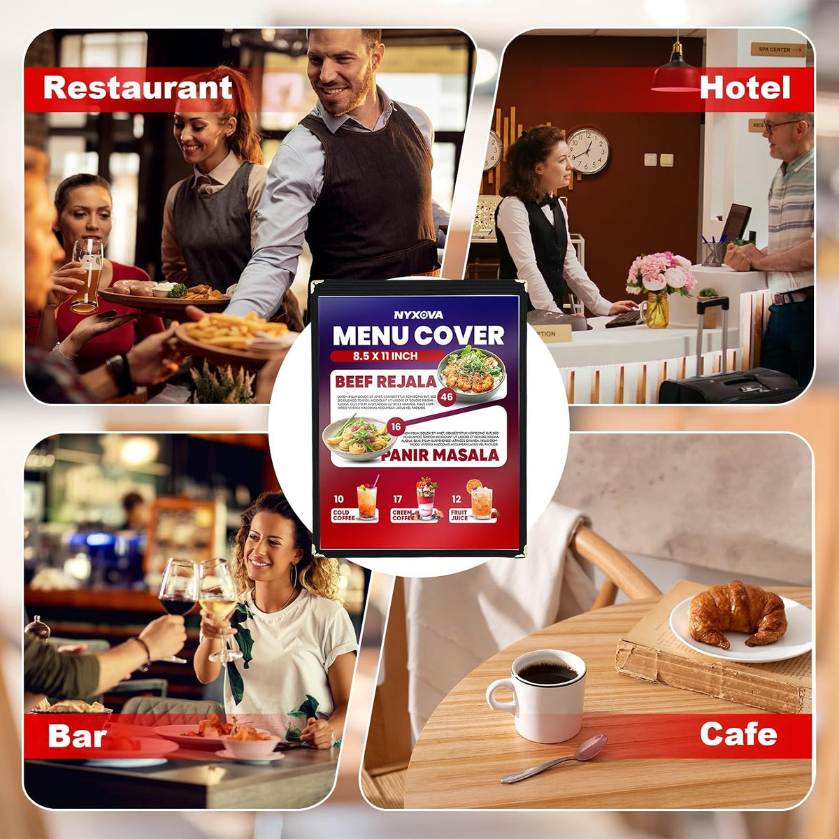 10 Pack 8.5 x 11 Inch Menu Covers 1 Page, Clear PVC Menu Sleeves