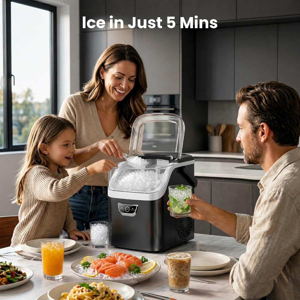 Nugget Ice Makers Countertop, 35lbs/Day Crushed Ice Machine