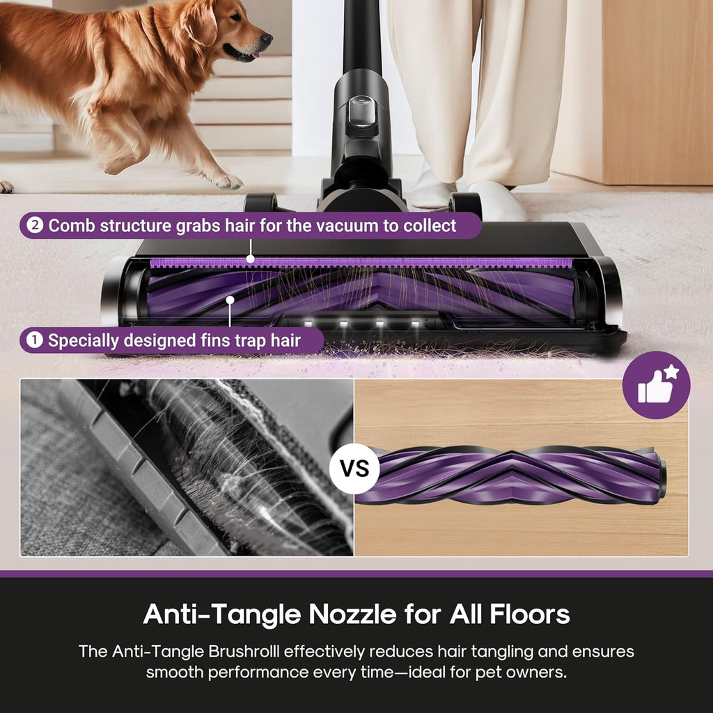 ReactiSense 350W Anti-Tangle Cordless Stick Vacuum, NEC440BK | Floor Sense + React, Up to 60-Min, Lightweight