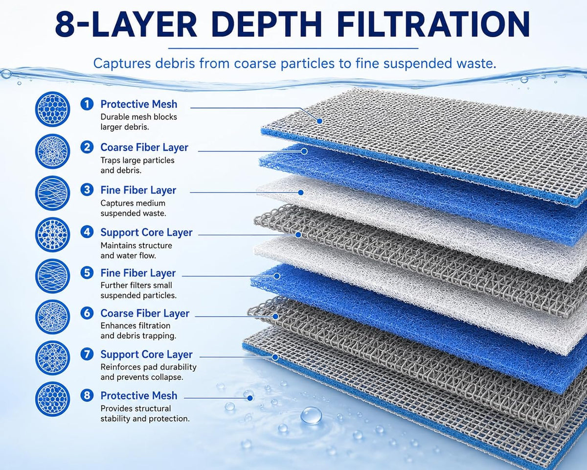 8-Layer Aquarium Filter Floss Pad, 15.75 x 11.81 x 0.6 in, 1 Pack